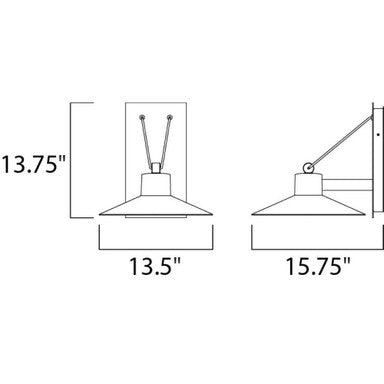 Maxim Lighting 54365FTABZ Civic Outdoor Wall Sconce - Dimensions Diagram