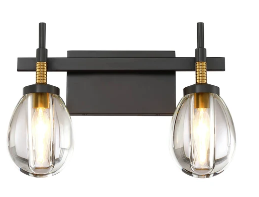 SDQ Lighting VL37402UBBG Staunch 16" LED Clear Crystal Wall Light, Wattage 50W, Urban Bronze / Brushed Gold Finish