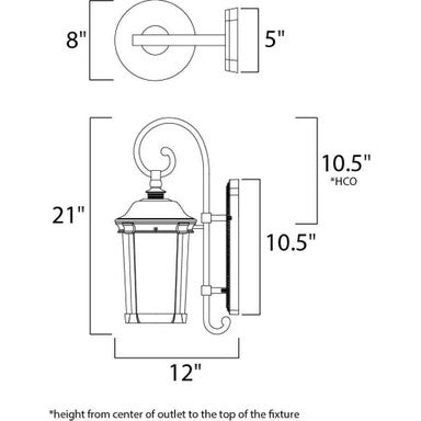 Maxim Lighting 55023CDBZ Dover Outdoor Wall Lantern - Dimensions Diagram