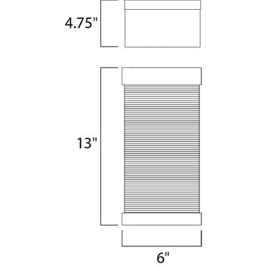 Maxim Lighting 55224CLBZ Stackhouse Outdoor Wall Light - line drawing dimensions diagram 13 inch H x 6 inch W x 4.75 inch D