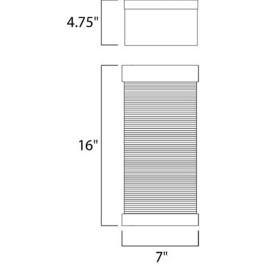 Maxim Lighting 55226CLBZ Stackhouse 1 Light 16 inch Bronze Outdoor Wall Lantern - Dimensions Diagram (16 inch H x 7 inch W x 4.75 inch D)