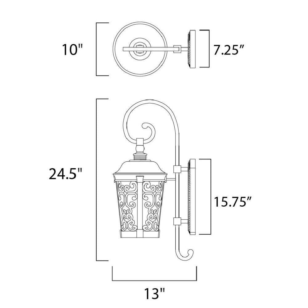 Maxim Lighting 55394BZ Whisper Outdoor Wall Lantern Dimensions Diagram