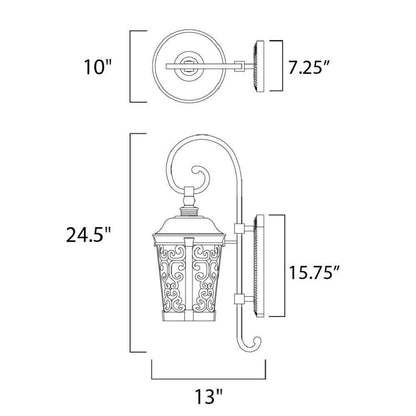 Maxim Lighting 55394BZ Whisper Outdoor Wall Lantern Dimensions Diagram