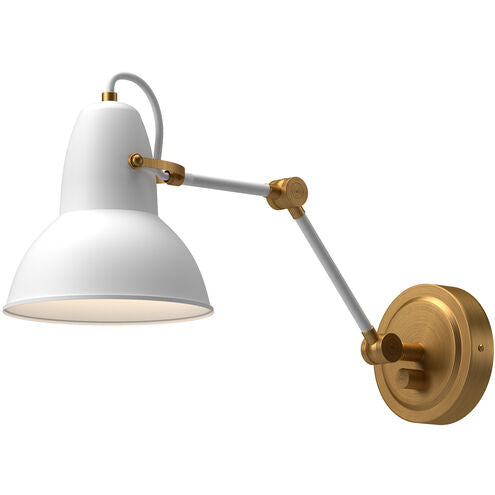 Alora Mood WV576027WHAG Felix 1 Light 6.5 inch Bath Vanity Wall Light Aged Gold and White Finish