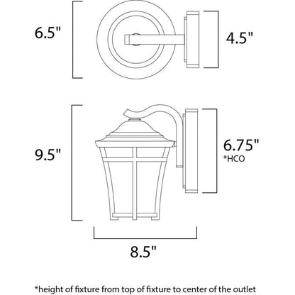 Maxim Lighting 55502LACO Balboa DC Outdoor Wall Lantern Dimensions Diagram
