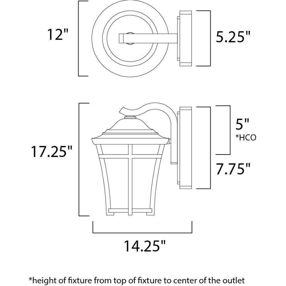 Maxim Lighting 55506LACO Balboa DC Outdoor Wall Lantern Dimensions Diagram