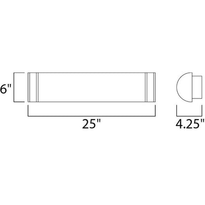 Maxim Lighting 55534WTSN Linear 1 Light 25 Inch Satin Nickel Bath Vanity Wall Light Dimensions Diagram