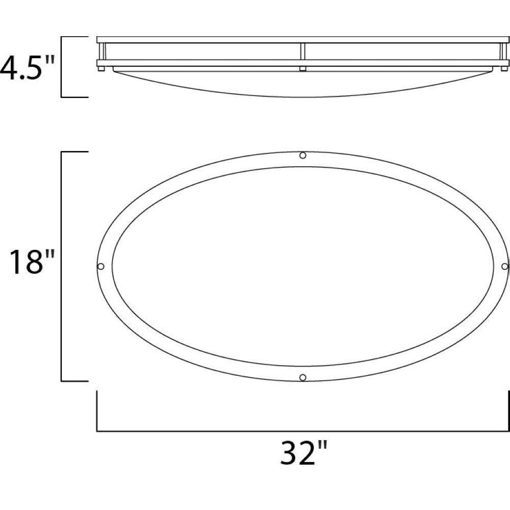 Maxim Lighting 55548WTSN Linear Flush Mount Ceiling Light Dimensions Diagram - 32 inch x 18 inch x 4.5 inch