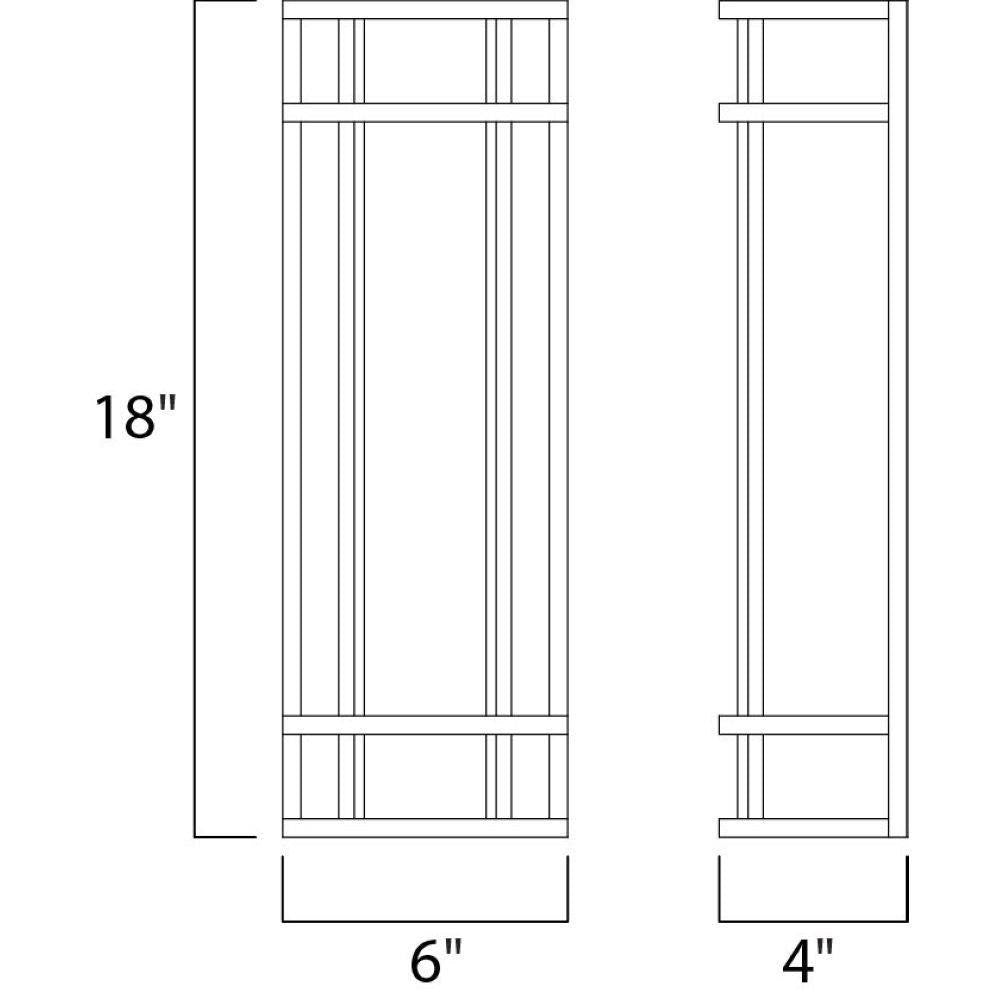 Maxim Lighting 55573WTBZ Moon Ray Outdoor Wall Sconce Dimensions Diagram 18 inch Height 6 inch Width