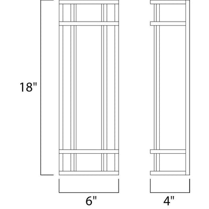 Maxim Lighting 55573WTBZ Moon Ray Outdoor Wall Sconce Dimensions Diagram 18 inch Height 6 inch Width