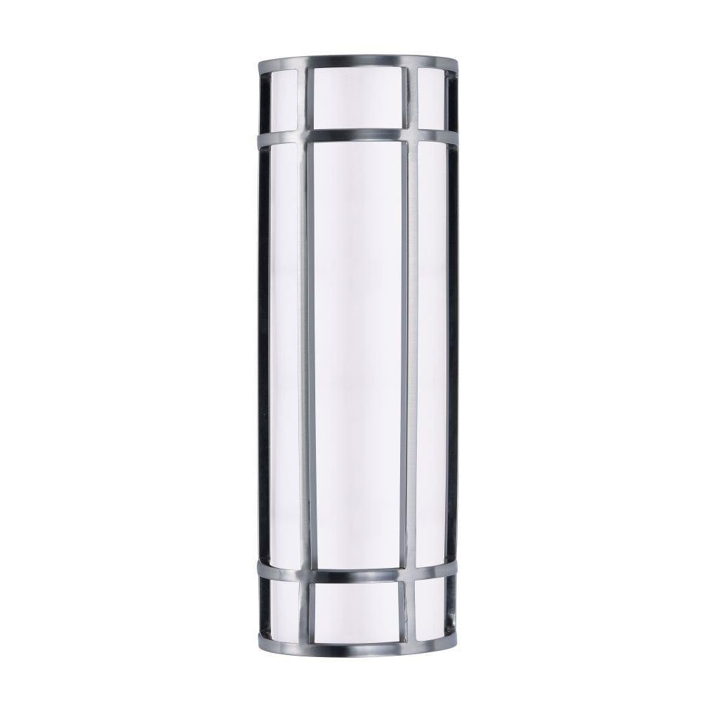 Maxim Lighting 55573WTSN Moon Ray 1 Light LED Outdoor Wall Sconce in Modern Steel with White Glass Shade