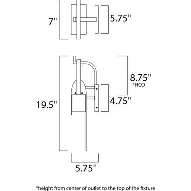 Maxim Lighting 55595RF Laredo Outdoor Wall Light - Dimension Diagram