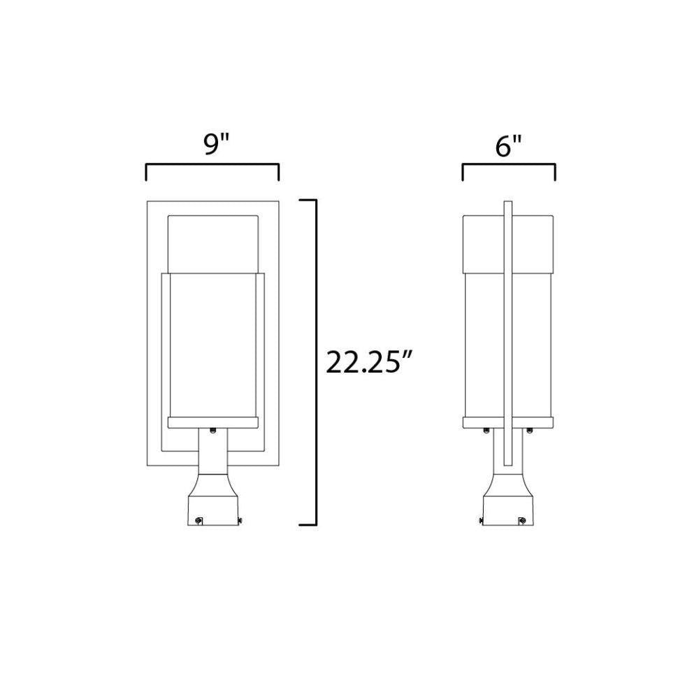 Maxim Lighting 55890BGBK Focus Outdoor Post Mount Dimensions Diagram