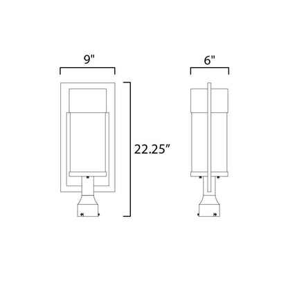 Maxim Lighting 55890BGBK Focus Outdoor Post Mount Dimensions Diagram