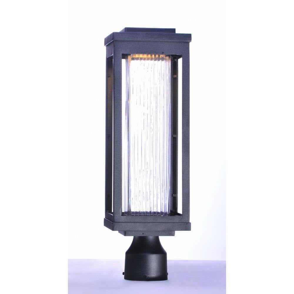 Maxim Lighting 55900SWBK Salon Black LED Outdoor Post Mount Light - Lit View