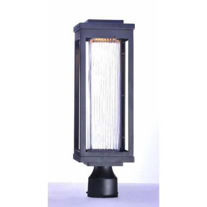 Maxim Lighting 55900WGBK Salon Outdoor Post Mount Light in Black with Clear Ribbed Diffuser