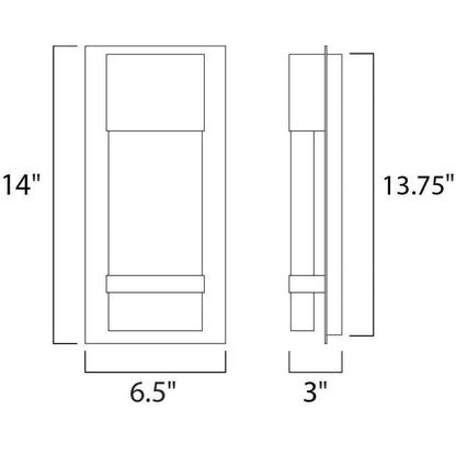 Maxim Lighting 55912BGBK Cascade Outdoor Wall Light Dimensions Diagram