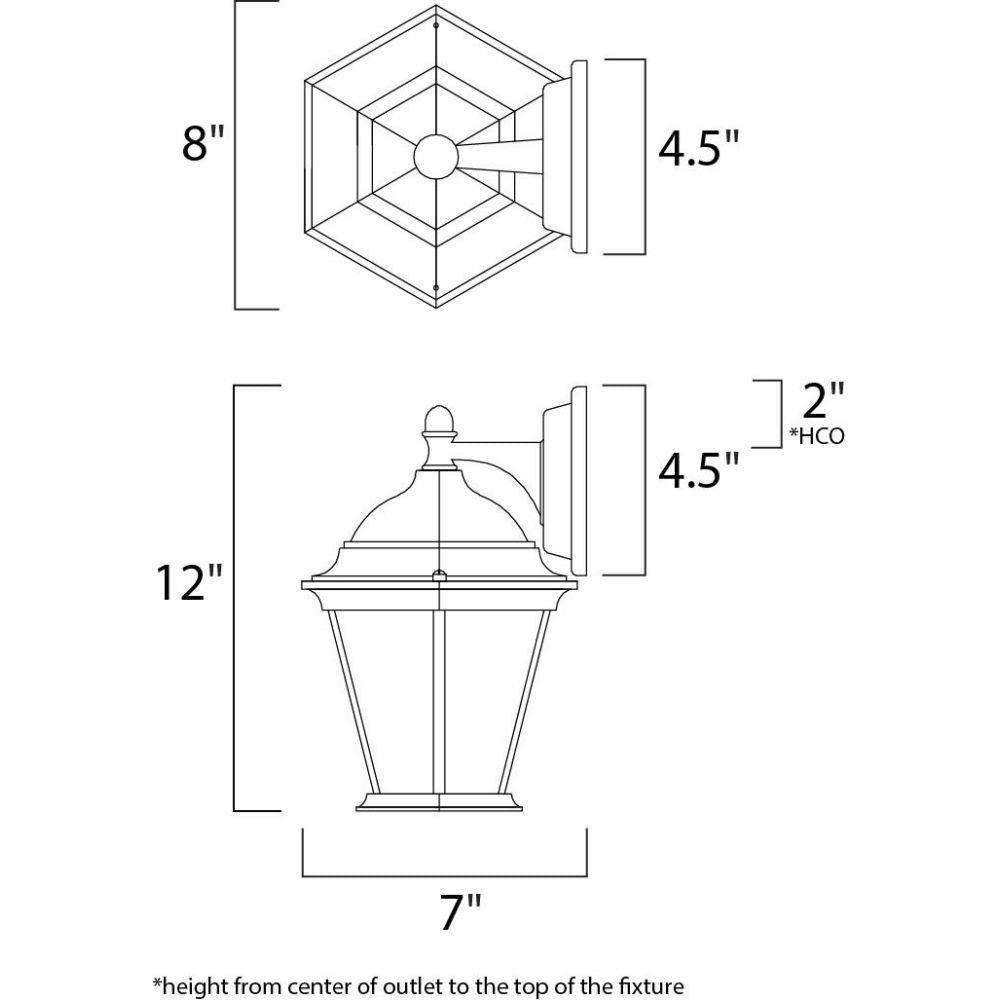 Maxim Lighting 56024FTBK Side Door Outdoor Wall Lantern Dimensions Diagram