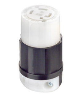 Leviton 2723 Industrial Grade Locking Connector, 30A, 3P, NEMA L15-30R,  Black/White, 250V