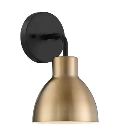 Nuvo 60-6791 Sloan LED Vanity Fixture, 1 Light, Wattage 100W, Matte Black and Burnshed Brass Finish