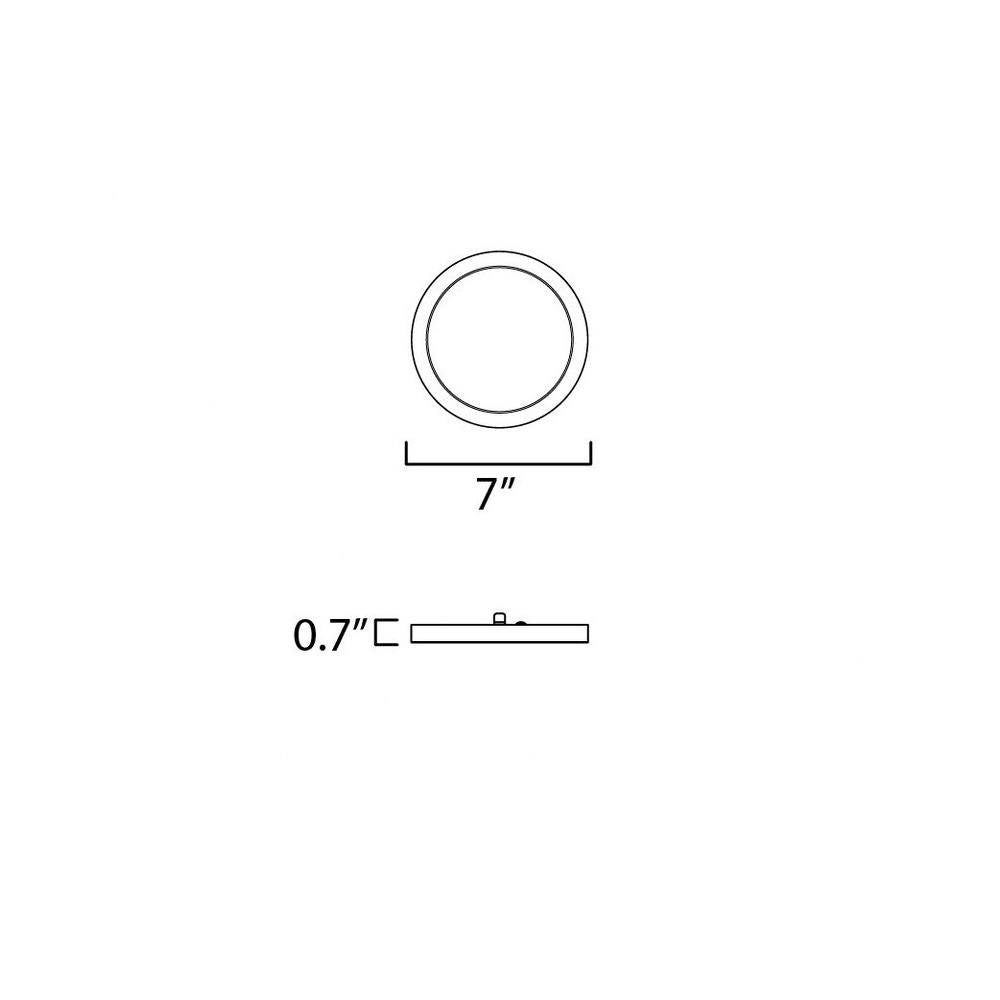 Maxim Lighting 57592WTBK Chip 1 Light 7 inch Black LED Flush Mount Ceiling Light - Dimensions Diagram