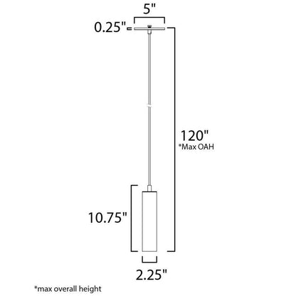 Maxim Lighting 57600BK Trim Mini Pendant Ceiling Light - Dimensions Diagram