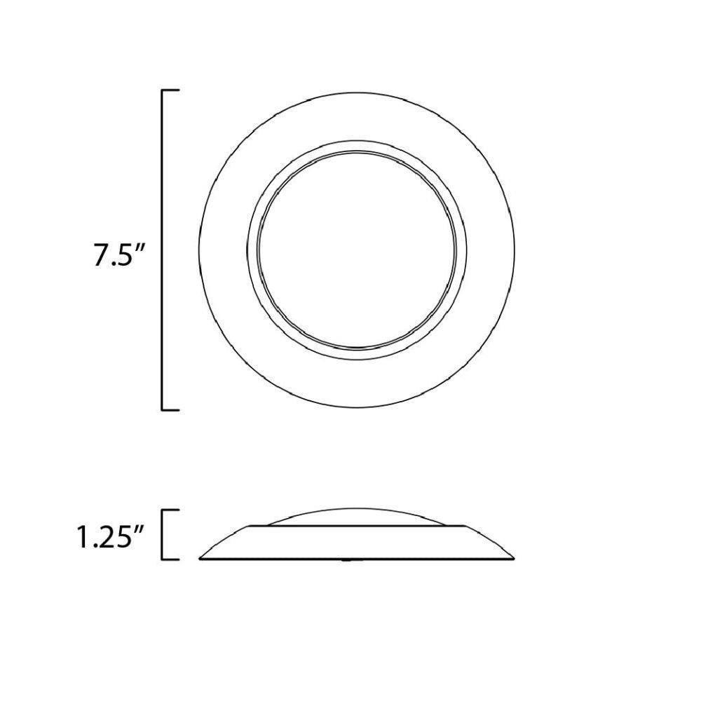 Maxim Lighting 57643WTWT Diverse Flush Mount Ceiling Light dimensions diagram - 7.5 inch width, 1.25 inch height