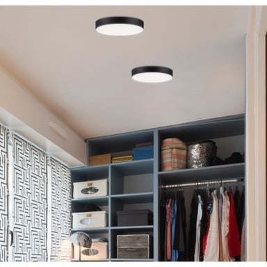 Maxim Lighting 57660WTWT Trim LED Flush Mount installed in walk-in closet