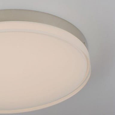 Maxim Lighting 57683CLFTPC Illuminaire II LED Flush Mount Close-Up View Showing Polished Chrome Ring and Frosted Acrylic Diffuser