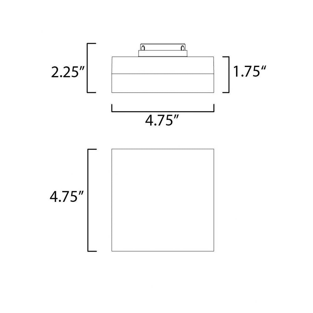 Maxim Lighting 57686CLFTPC Illuminaire II LED Square Flush Mount - Dimension Diagram: 4.75 inch wide, 1.75 inch height