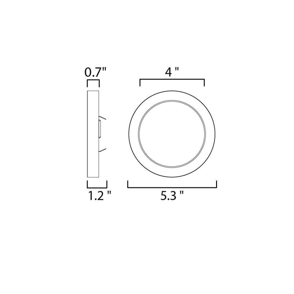 Maxim Lighting 57690WTBK Chip LED Flush Mount Ceiling Light - Line Drawing with Dimensions