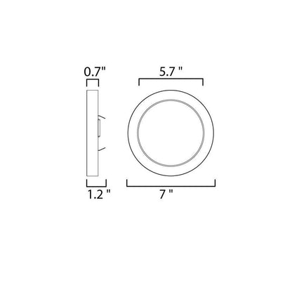 Maxim Lighting 57692WTSN Chip LED Flush Mount dimension diagram showing 7 inch diameter and 1.2 inch height