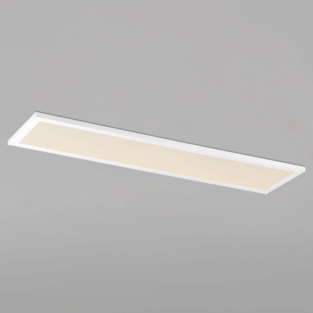 Maxim Lighting 57774WTWT Sky Panel White LED Flush Mount - Illuminated Angled View on Grey Background