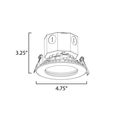 Maxim Lighting 57792WTWT White LED Recessed Downlight Retrofit Trim Kit - Dimensions Diagram 3.25 inch x 4.75 inch