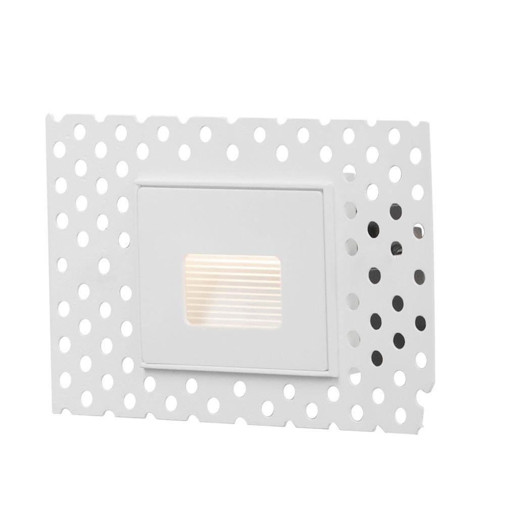 Maxim Lighting 58001WT Path 1 Light White LED Trimless Step Light - Angled View with Perforated Mounting Plate