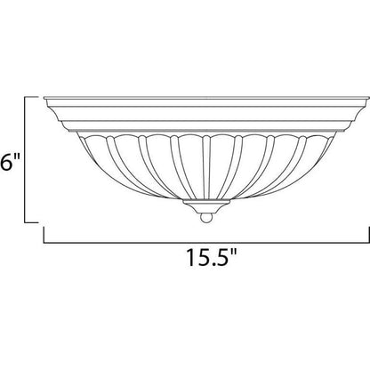 Maxim Lighting 5832FTBK Essentials 3 Light 15.5 Inch Black Flush Mount Ceiling Light Dimensions Diagram