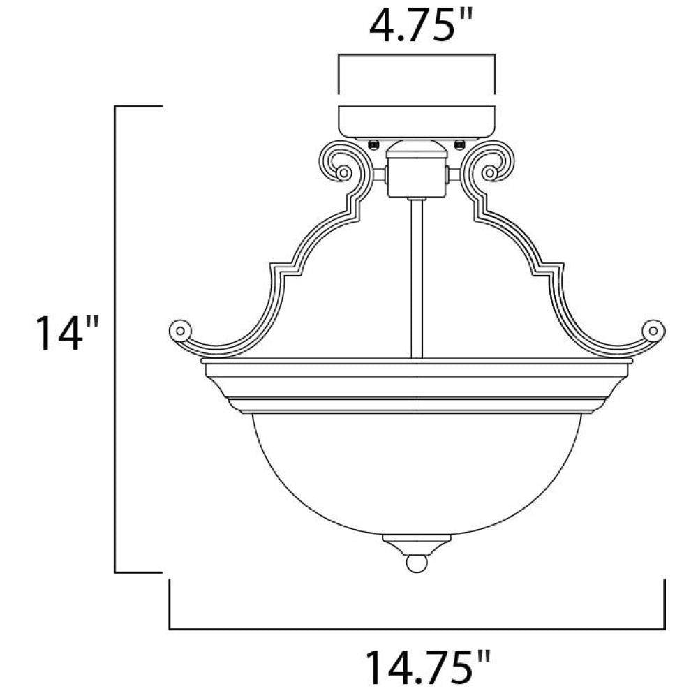Maxim Lighting 5843MROI Essentials Semi Flush Mount Dimensions Diagram - 14.75 inch wide by 14 inch tall