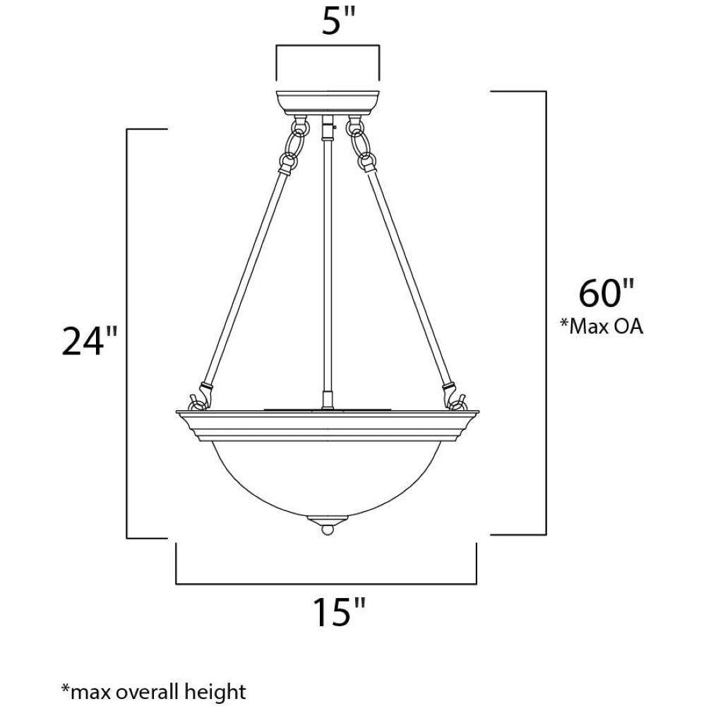 Maxim Lighting 5845MROI Essentials Pendant Ceiling Light Dimensions Diagram