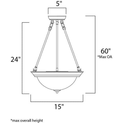 Maxim Lighting 5845MROI Essentials Pendant Ceiling Light Dimensions Diagram
