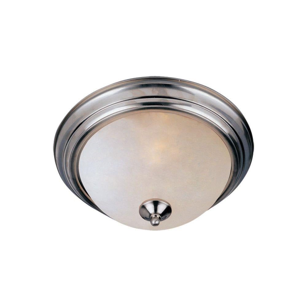 Maxim Lighting 5849FTSN Essentials 2 Light 11.5 Inch Satin Nickel Flush Mount Ceiling Light with Marble Glass