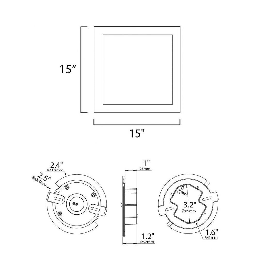 Maxim Lighting 58738WTBZ Wafer LED Flush Mount Ceiling Light Dimensions Diagram