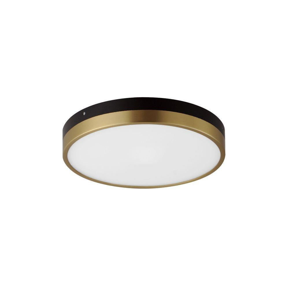 Maxim Lighting 59702WTBKAB Dapper Black and Antique Brass LED Flush Mount Ceiling Light - Front View on White