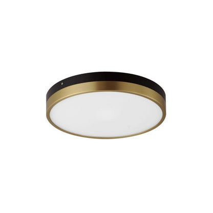 Maxim Lighting 59702WTBKAB Dapper Black and Antique Brass LED Flush Mount Ceiling Light - Front View on White