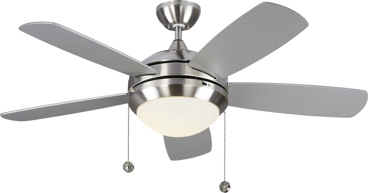 Generation Lighting Discus Classic 44 LED ceiling fan in brushed steel with reversible blades