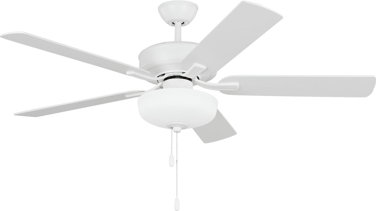 Generation Lighting Linden DC 52 LED matte white ceiling fan with bowl light kit