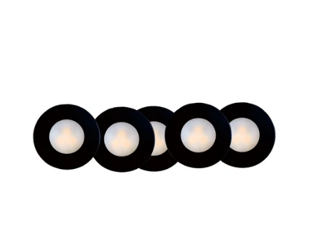 Lotus LED Lights 5P-AD108R-3K-BK 1 Inch Regressed Mini Puck LED 12V, 5 Pack with 3000K