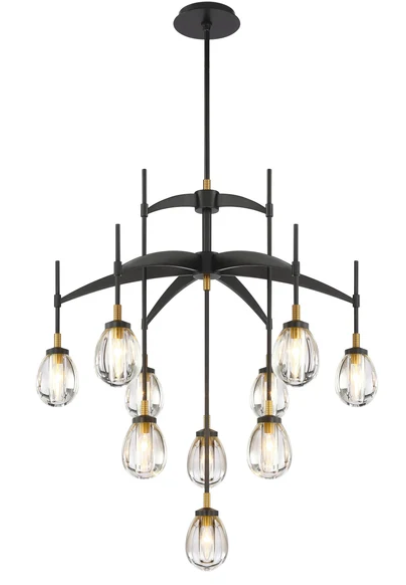 SDQ Lighting PD37410UBBG Staunch 38" LED Clear Crystal Chandelier Light, Wattage 250W, Urban Bronze / Brushed Gold Finish