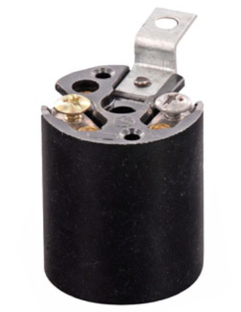 Leviton 3352-4 Medium Base, 1 Piece, Keyless, Incandescent, Phenolic Lamp holder, Bracket Mount, Single Circuit, Back Wired, Black Finish