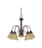 NUVO 60-1251 Ballerina - 5 Light Chandelier with Champagne Linen Washed Glass - Mahogany Bronze Finish