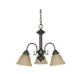 NUVO 60-1252 Ballerina - 3 Light Chandelier with Champagne Linen Washed Glass - Mahogany Bronze Finish